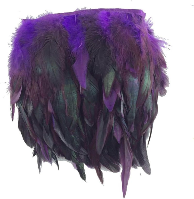 Sowder Rooster Hackle Feather Fringe Trim 5-7" in Width Pack of 5 Yards(Purple) - Image 2